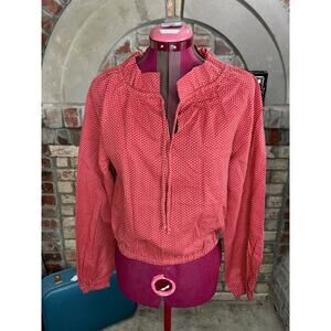 peasant blouse ruffle collar red polkadot